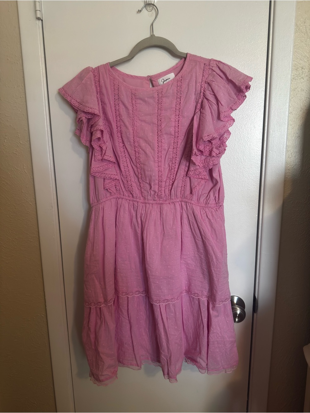 Women's Pink Ruffle Sleeve Dress